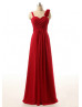 A-line Sweetheart Neckline Red Chiffon Ruched Bridesmaid Dress With Decorated Flowers